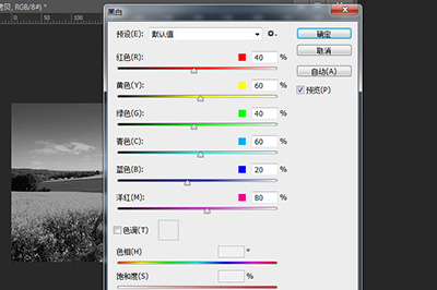 PS制作黑白照方法
