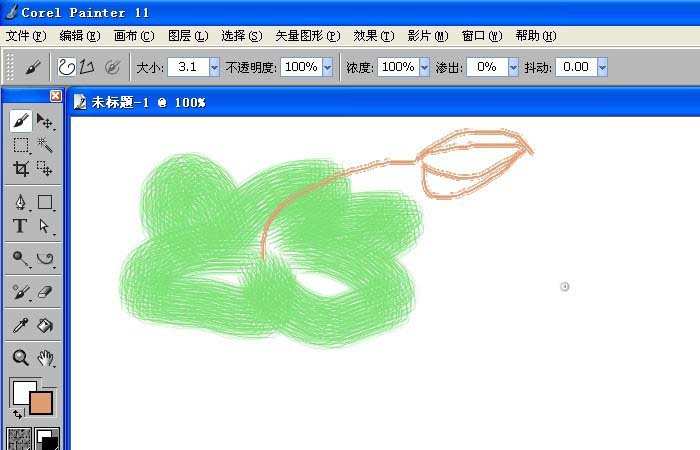 painter中使用水墨画笔绘画出图形具体操作方法