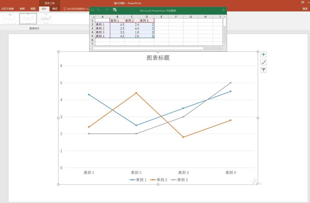 ppt中添加折线图表高低点连线具体操作方法