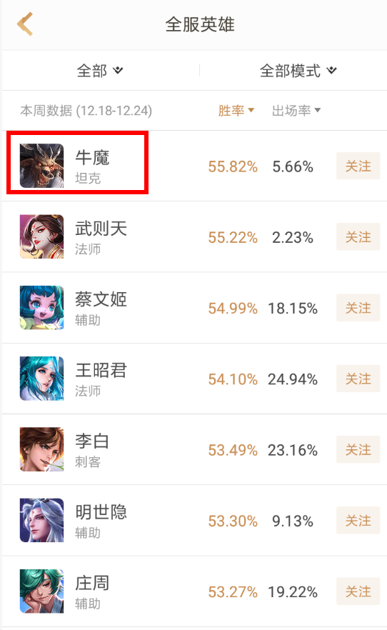 王者荣耀中查看英雄排行具体操作方法