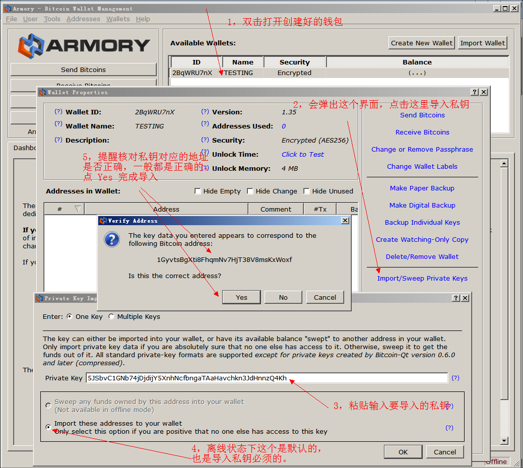 如何在Armory客户端上导入脑钱包私钥？在Armory客户端上导入脑钱包私钥方法是什么？