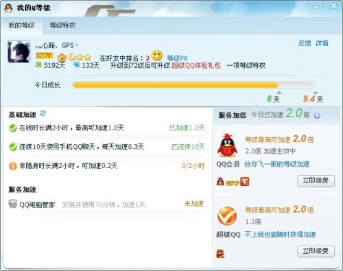 为什么qq加速了9.4天?