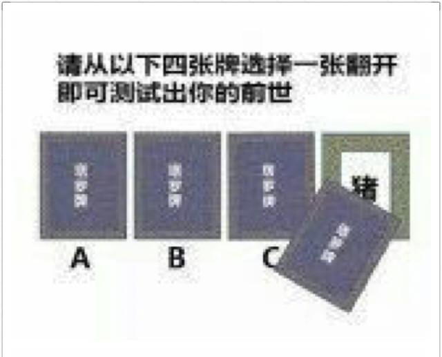 从4张牌翻开一张测试出你的前世 四张牌选择一张翻开前世猪套路玩法