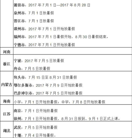 2018年下半年什么时候开学 2018年秋季开学时间一览表