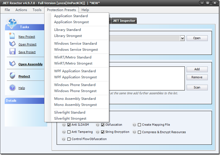 【.net reactor代码混淆加密工具】使用方法教程
