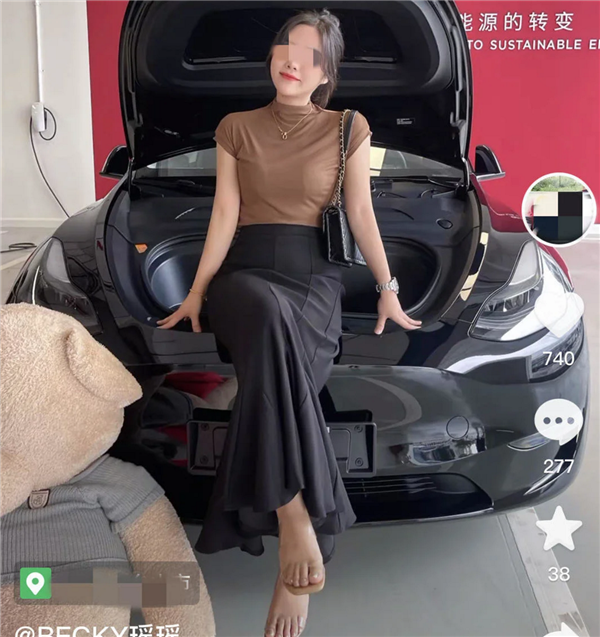 连撞同款!美女给特斯拉刹车装摄像头信任廉价 本人晒照吸睛