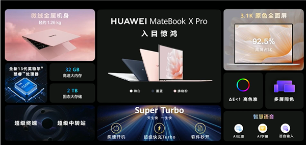 2T顶配13999元 华为MateBook X Pro 2023发布 办公天花板