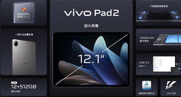 首发2399元起 vivo Pad2平板发布：娱乐与生产力双旗舰