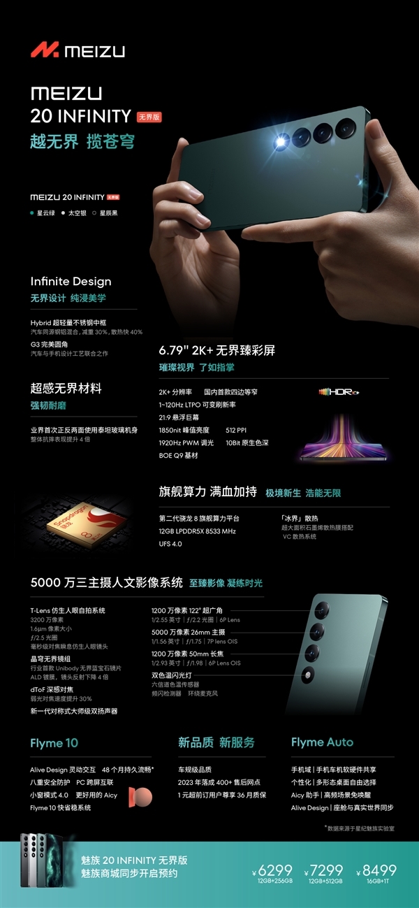 6299元起！魅族20机皇入网：双向卫星通信比苹果更强