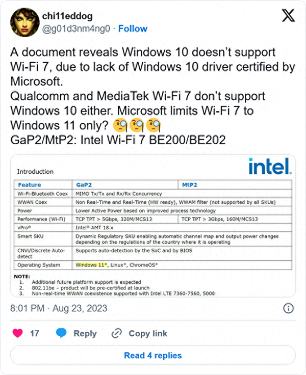 你不升Win11？Intel助力微软 倒逼Win10用户：手段无语
