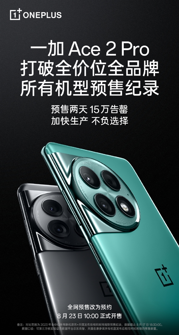 15万台一加Ace旗舰26小时卖光！李杰：领先所有友商