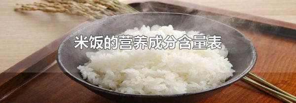 米饭的营养成分含量表