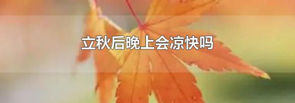 立秋后晚上会凉快吗