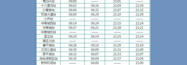 郑州城郊线时刻表