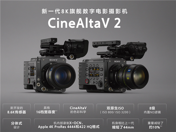 索尼新一代8K旗舰电影机CineAltaV 2发布 计划明年2月上市