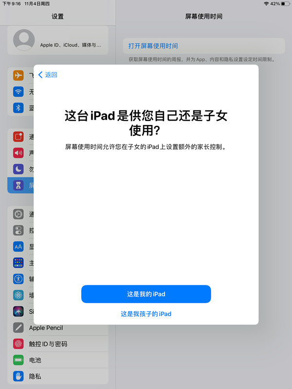 苹果ipad青少年模式怎么开启