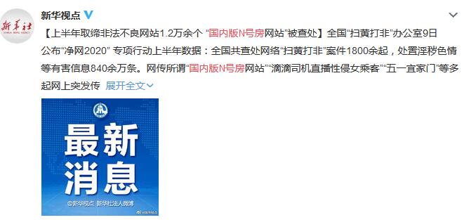 国内版N号房网站被查处 “净网2020” 专项行动显成效