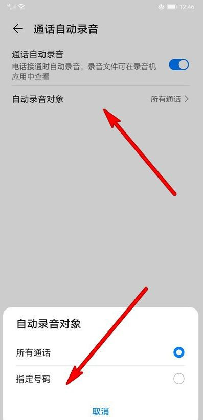 华为mate30pro怎么设置指定号码通话自动录音
