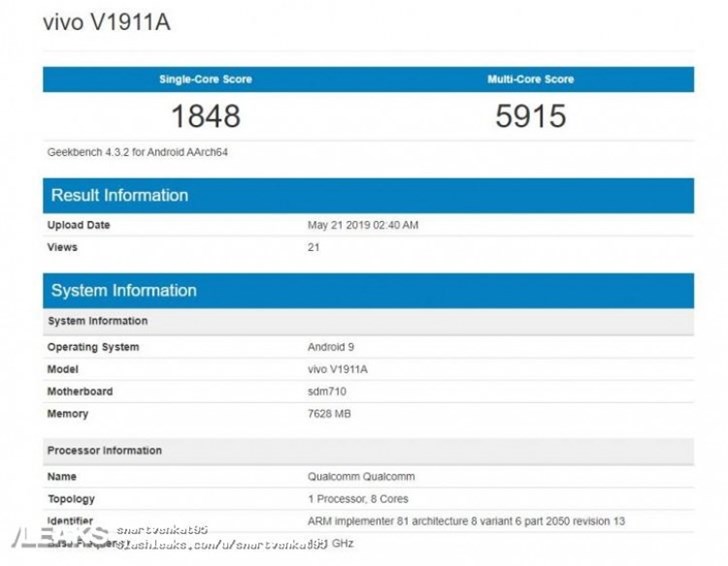 vivo Z5x跑分曝光 vivo Z5x安兔兔跑分与Geekbench跑分成绩