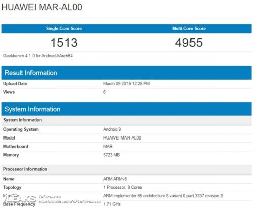 华为nova 4e现身GeekBench跑分：搭载麒麟710