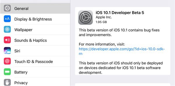 iOS10.1 Beta5怎么升级 iOS10.1 Beta5升级攻略附描述文件下载